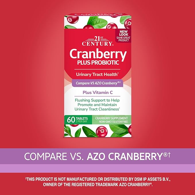 21st Century Cranberry Plus Probiotic Tablets, 60 Count