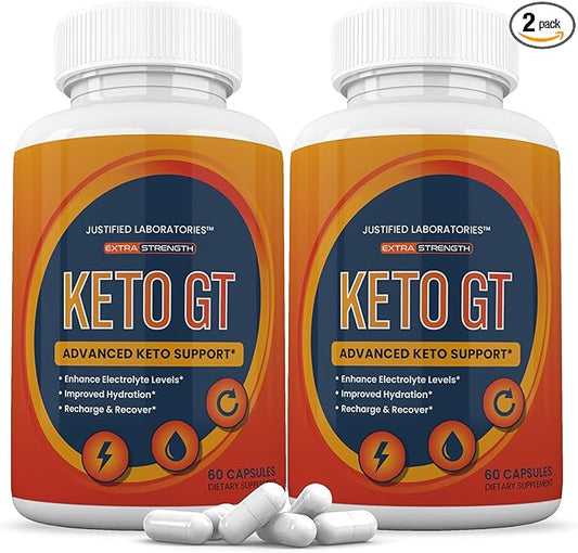 (2 Pack) Keto GT Keto Pills 1275MG New & Improved Formula Contains Apple Cider Vinegar Extra Virgin Olive Oil Powder Green Tea Leaf 120 Capsules