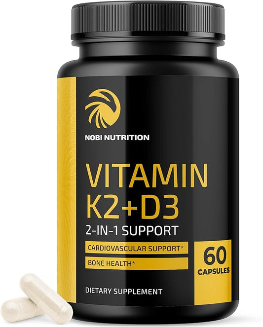 Vitamin D3 K2 5000 IU for Immune System, Strong Bones & Teeth Support | Vit D3 125mcg, Vitamin K2 MK7 100mcg, Calcium 210mg & BioPerine | 3rd-Party Tested, Non-GMO | 60 Capsules (2 Month Supply)