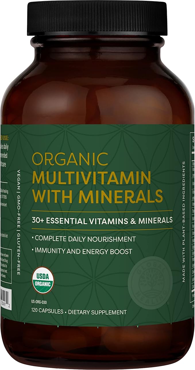 Global Healing Center - USDA Organic Multivitamin for Women & Men - Vitamins Include A, C, D, & More for Your Overall Health & Wellness Needs - Complete Daily Multi Vitamin Nourishment (120 Capsules)