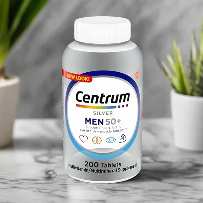 Centrum Silver Men 50 Plus Vitamins, Multivitamin Supplement, 200 Tablet (Pack of 1)