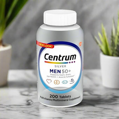 Centrum Silver Men 50 Plus Vitamins, Multivitamin Supplement, 200 Tablet (Pack of 1)