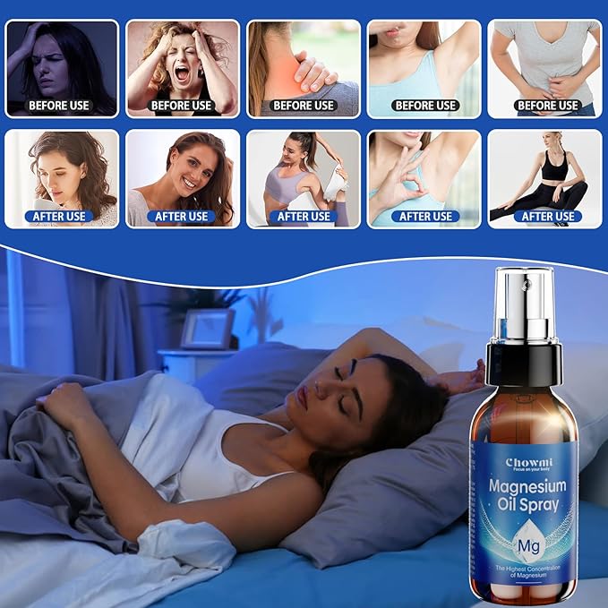 Magnesium Oil Spray, 60ml (2 fl oz) Each, Ultra Pure Topical Magnesium Spray for Body and Feet, Fast Absorbing Magnesium Spray for Muscle Relaxation and Overall Health (2)