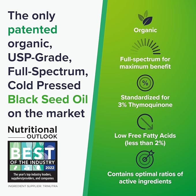 Organic Cold-Pressed Black Seed Oil | Pure Nigella Sativa with 3% Thymoquinone for Immune, Skin, and Joint Health | USDA Certified & Non-GMO | 2 Pack