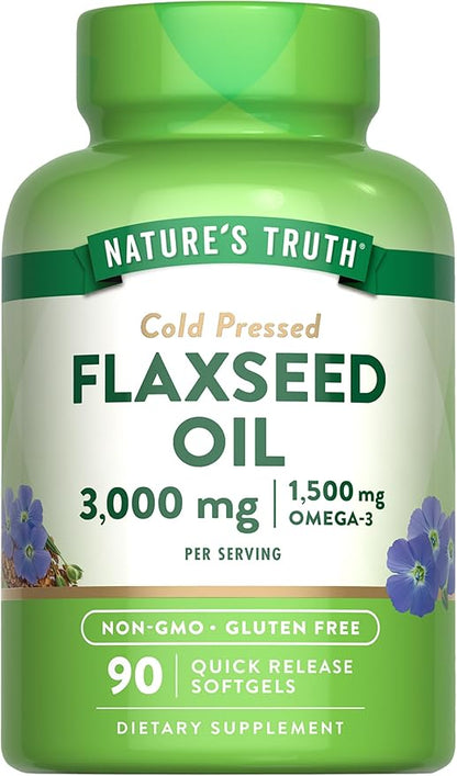 Nature's Truth Flaxseed Oil Softgels | 90 Count | Cold Pressed, Non-GMO & Gluten Free Supplement