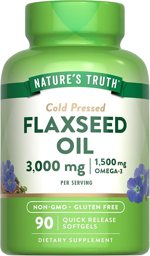 Nature's Truth Flaxseed Oil Softgels | 90 Count | Cold Pressed, Non-GMO & Gluten Free Supplement