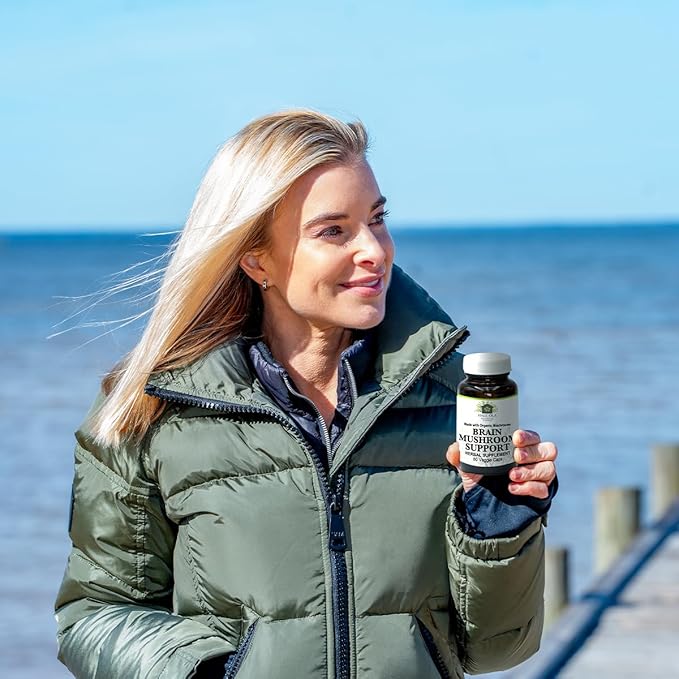 Brain Mushroom Support – Non-GMO & Kosher Certified Supplement with Potent Mushroom Blend for Enhanced Mental Clarity, Energy, Focus, Memory Function & Cognitive Health