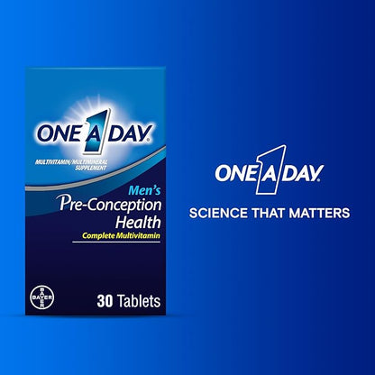 One A Day Men's Pre-Conception Health Multivitamin to Support Healthy Sperm, Supplement for Men with Vitamin C, Vitamin E, Selenium, Zinc, and Lycopene, 30 Count