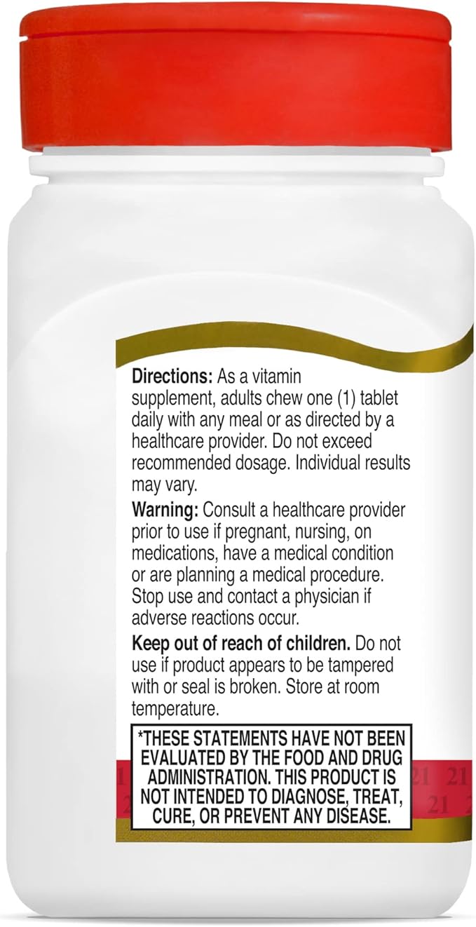 21st Century D3 400 IU Orange Chewable Tablets, Gluten Free, 110 Count (Pack of 3)