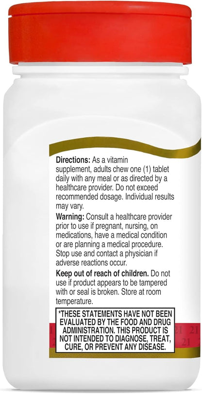 21st Century D3 400 IU Orange Chewable Tablets, Gluten Free, 110 Count (Pack of 3)