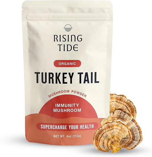 Rising Tide Turkey Tail Mushroom [4 OZ] Immunity Boosting Organic Mushroom Powder Packed with Prebiotics and Antioxidants - Nourishing, Highly Concentrated Mushroom Supplement - Vegan
