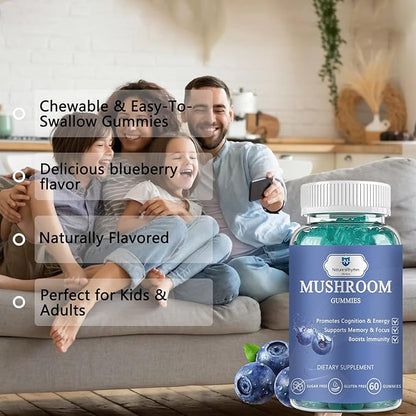 Nature‘s Rhythm Magnesium Gummies 500mg - 65 Ct | Magnesium Glycinate Supplements, with Magnesium L-Threonate,Vitamin D, B6, and CoQ10 - Blueberry Flavor