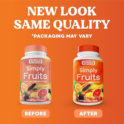 Simply Nature's Pledge - 90 Fruit Capsules - Made with Whole Food Superfoods, Packed with 25 Different Fruits - 100% Soy Free