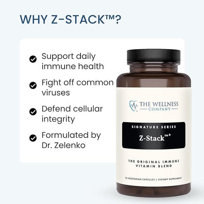 Z-Stack | 60 Capsules | Immune Support Formula with Vitamin C, Vitamin D3, Zinc, and Quercetin | Non-GMO, Gluten-Free | Supports Immune System Health, The Wellness Company