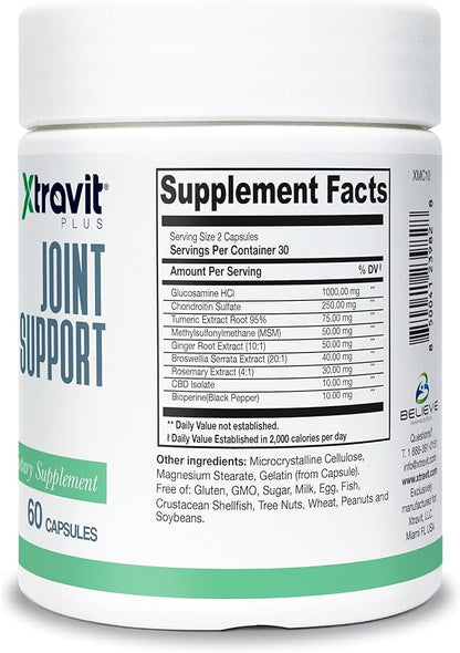 Joint Support Supplement – Advanced Relief Supplements with Glucosamine, Chondroitin, Turmeric Curcumin, Ginger, & Natural Nutritional Extracts for Men & Women - Non-GMO, 60 Capsules