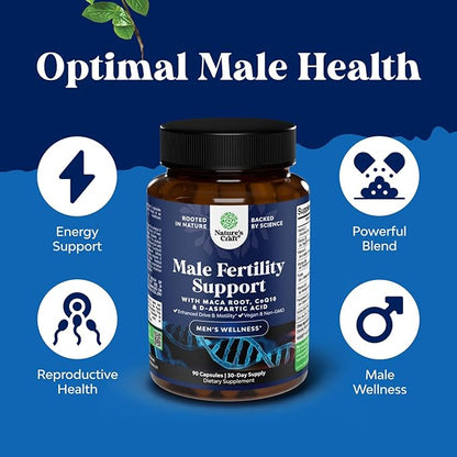 Pre Conception Male Fertility Supplement - Semen Volume Booster with CoQ10, Maca Root, Methyl Folate & D-Aspartic Acid - Mens Fertility Supplement for Sperm Motility - Conception for Him, 90 Count