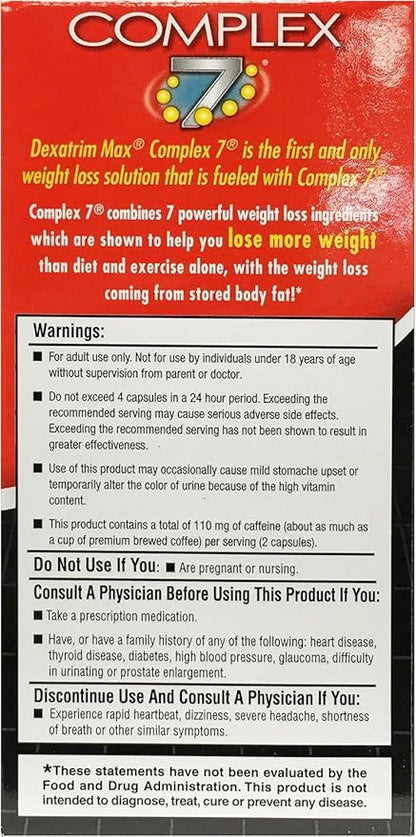 ILIOS Dexatrim Max Complex-7 | Lose Weight & Burn Fat w/Seven Healthy Ingredients Designed to Boost Energy & Reduce Hunger, Packed, 60 Capsules, 2 Pack Packaging