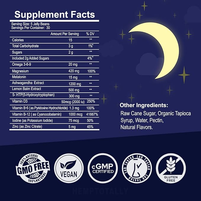 Melatonin 3mg 15mg for The Whole Family with Ashwagandha, 5-HTP, Lemon Balm, Magnesium, B12, B6 Chewable & Low Sugar - for Healthy Rest Cycle, Deep Zzzs, Positive Mood & Brain Health, 150 Counts