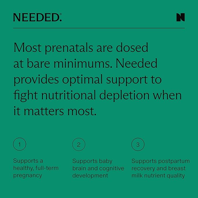 Needed. Multivitamin for Prenatal | Prenatal Multi Essentials Capsule- Pregnancy, Breastfeeding, Postpartum | Expertly-Formulated & Third-Party Tested, | 30-Day Supply