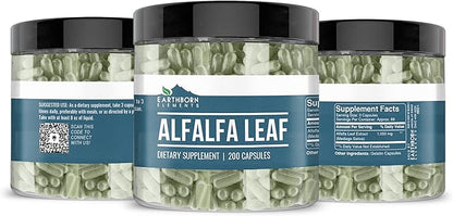 Earthborn Elements Alfalfa Leaf 200 Capsules, Pure & Undiluted, No Additives