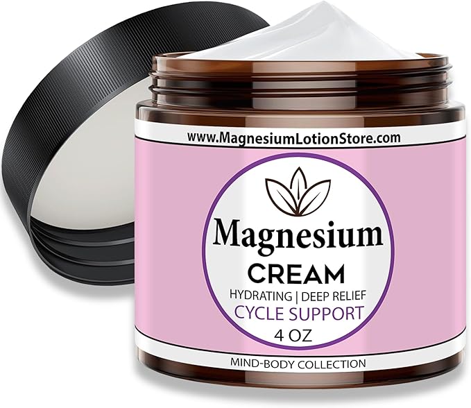 Magnesium Cream with Cycle Support Essential Oil Scent – Moisturizing & Balancing Aroma, 4oz USA Made