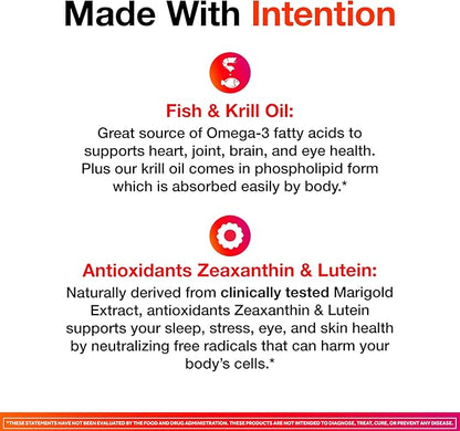 Omega-3 Blend Total Body + Refresh 500mg Softgels, MegaRed (65 count in a bottle), Easily Absorbed Krill Oil, To Support Your Heart, Joints, Brain & Eyes