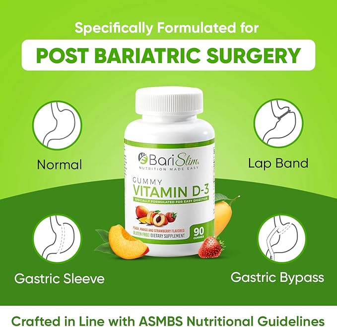 BariSlim Bariatric Multivitamin Gummies - Specially Formulated Gummy Vitamin for Patients After Weight Loss Surgery - Easy to Digest & Great Tasting Fruit Flavors | Pack of 2 (90 Fruit Chews)