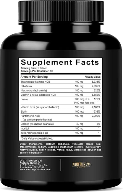 Magnesium and Vitamin B Complex - Magnesium Citrate 500MG - B Vitamins B1,B2,B3,B5,B6,B7,B9,B12 and Biotin - Muscle Relaxatio, Sleep and Energy, Immunity and Mood Support