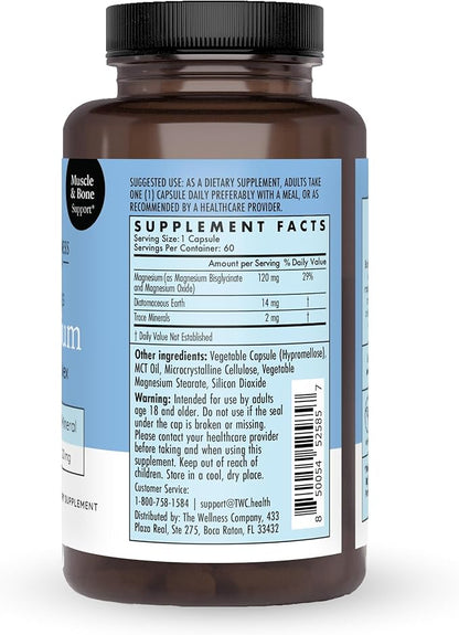 Magnesium Glycinate and Magnesium Citrate | 60 Capsules | Non-GMO, Gluten-Free | Supports Muscle Relaxation and Cardiovascular Health