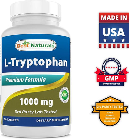 Best Naturals L-Tryptophan 1000 mg 60 Tablets