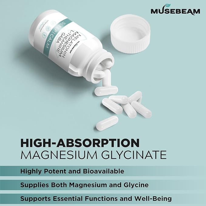Magnesium Glycinate 275mg Melatonin 5mg L-Theanine 200mg GABA 100mg Capsules - Full Rest Nighttime Bedtime Support Supplement for Men Women - Vegan Sugar-Free Gluten-Free