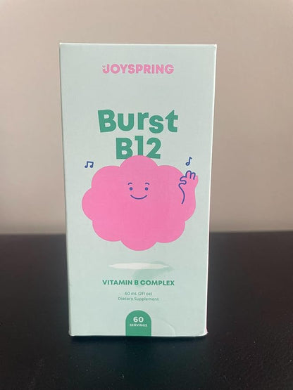 JoySpring Burst B12 Drops - Vitamin B Complex for Kids (2 fl oz) B2, B6, B5 + Methylcobalamin B12 Children Supplement to Support Healthy Growth & Development, Vegan B12, Ages 2-16+ | 60 Servings