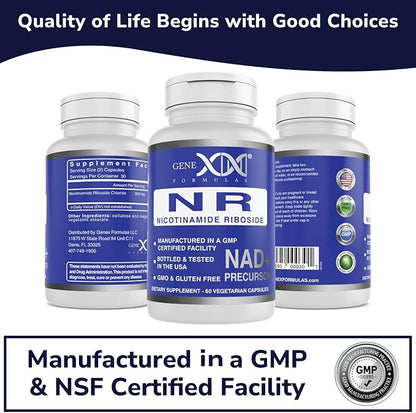 Genex Formulas NR Nicotinamide Riboside 300mg (3 Pack) NAD+ Precursor for Healthy Aging - GMP-Certified, Non-GMO, Gluten-Free, Vegetarian