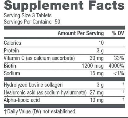 NeoCell Collagen Beauty Builder With Hyaluronic Acid and Biotin, Skin, Hair and Nails Supplement, Includes Antioxidants, Tablet, 150 Count, 1 Bottle