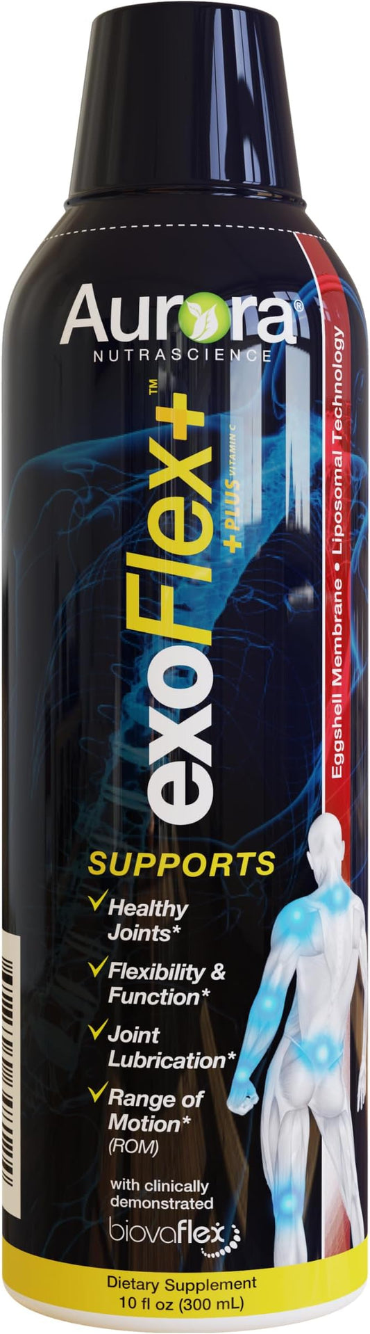 Aurora Nutrascience Micro-Pack Liposomal exoFlex+ with Vitamin C, Supports Joint Flexibility & Function, BiovaFlex Eggshell Membrane, Curcumin & Boswellia, Strwaberry, 30 Servings, 10 fl oz