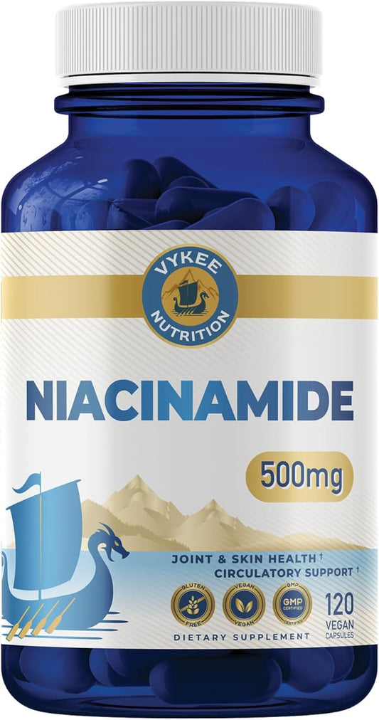 Niacinamide Capsules – 500mg High-Potency Vitamin B3 | Vegan, Non-GMO | Supports Energy Metabolism, Skin Health & Cellular Repair | 120 Capsules