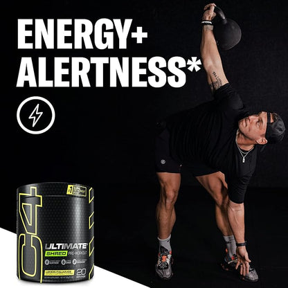 Cellucor C4 Ultimate Shred Pre Workout Powder for Men & Women, Metabolism Supplement with Ginger Root Extract, Lemon Italian Ice, 20 Servings (Pack of 1)