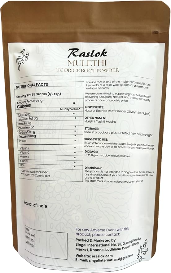 Licorice Root Powder | Kown as Malethi, Mulethi Powder | Glycyrrhiza Glabra (8.0, Ounces)
