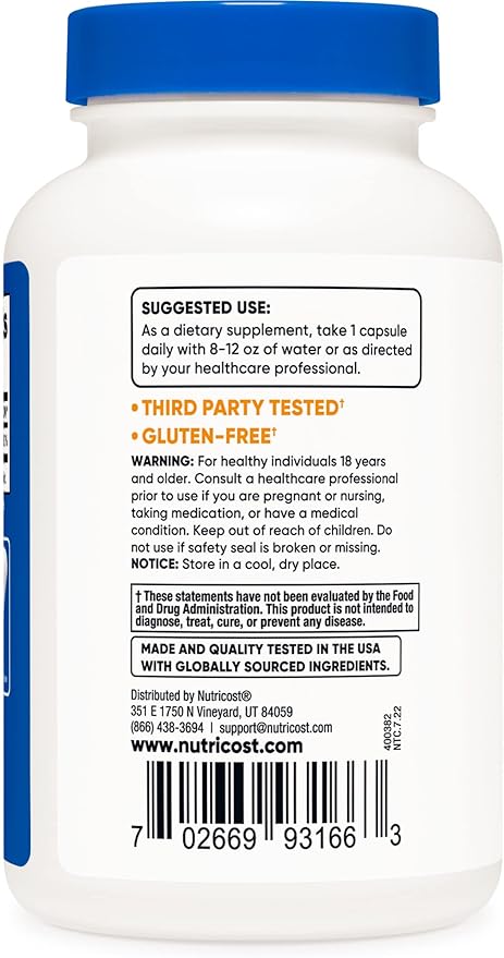 Nutricost Biotin (Vitamin B7) 10,000mcg (10mg), 240 Caps (2 Bottles) - Non-GMO, Gluten Free