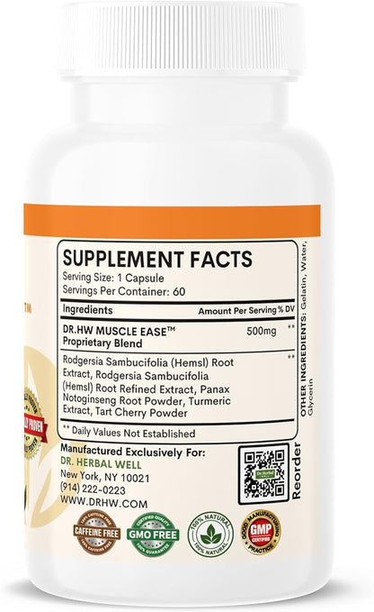 DR.HERBAL WELL Muscle Ease - Joint, Muscle & Nerve Support Fast Acting Relax Comfort Recovery Natural Herbal Supplement - (60 Capsules) MAX-Strength