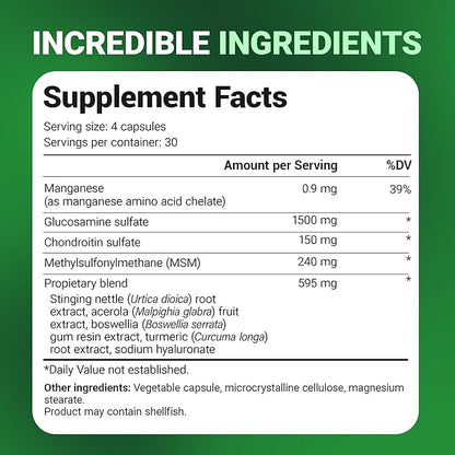 Dr. Berg Glucosamine Chondroitin MSM Turmeric & Boswellia - Advanced Joint Support Supplement with 1500 mg Glucosamine Sulfate - Includes 120 Capsules