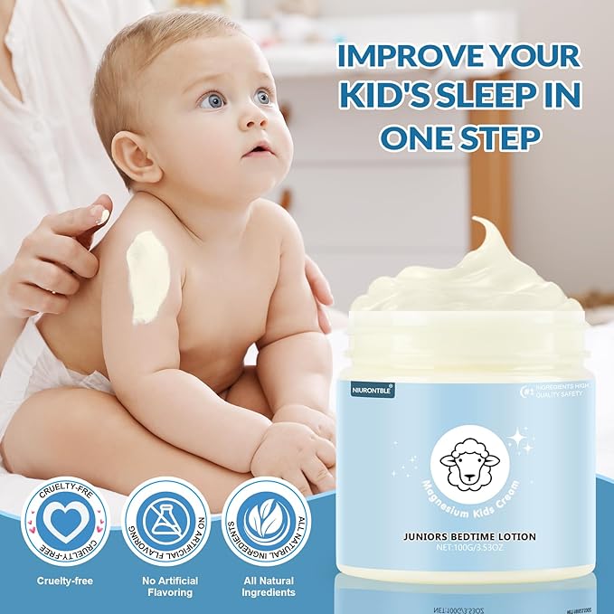 Magnesium Lotion for Kids - Magnesium Lotion for Sleep - Soothing Relief & Relaxation - Topical Magnesium Cream Helps Kids Stay Calm at Bedtime and During The Night - Without Melatonin（3.53 oz）