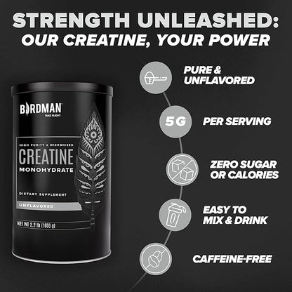 Micronized Creatine Monohydrate Powder, Muscle Recovery, Caffeine Free, Creatine Pre Workout, Vegan, Post Workout, Gluten Free, Sugar Free | 200 Servings (5 Grams Each) | 2.2lb.