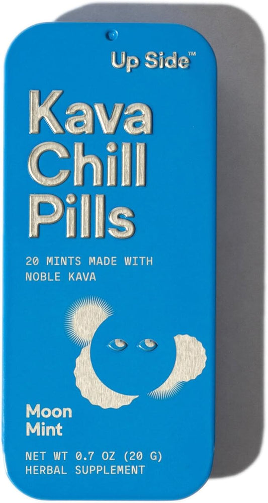 Up Side Kava Chill Pills – Kava Kava Extract Candy, Moon Mint Flavor, Natural Supplement, Mood, & Relaxation Support – 20 Herbal Refreshing Mints