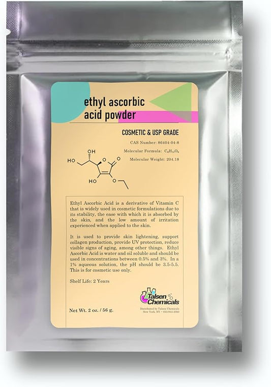 Ethyl Ascorbic Acid Powder Stable Vitamin C Derivative Help to Absorb Vitamin C to Skin Improve Skin Gloss, Skin Elasticity, Anti-Oxidation, and Other Functions (2 Ounce / 56 gram)