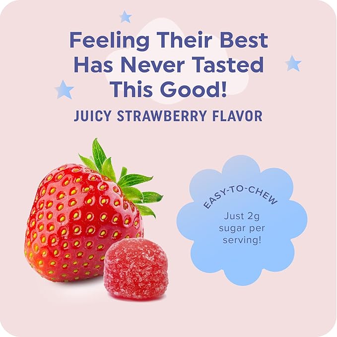 Magnesium Calming Gummies for Children | Strawberry | Relaxation & Natural Wake-Sleep Cycles | Relaxing Magnesium for Kids with Chamomile & Lemon Balm | Non-GMO, Gluten-Free | Calm Gummies 60ct