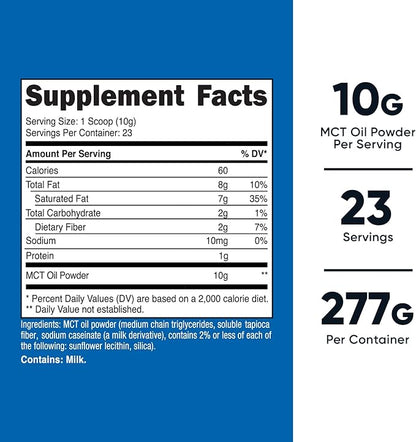 Nutricost Premium MCT Oil Powder .5LBS - Best For Keto, Ketosis, and Ketogenic Diets - Zero Net Carbs, Non-GMO and Gluten Free
