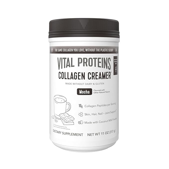 Vital Proteins Collagen Coffee Creamer, Coconut Milk based & Low Sugar Powder with Collagen Peptides Supplement - Supporting Healthy Hair, Skin, Nails with Energy-Boosting MCTs - Mocha 11.2oz