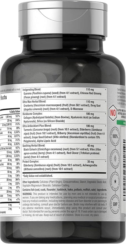 Horbäach Mens Multivitamins 50 Plus | 60 Caplets | with Calcium, Magnesium, Vitamin A, B, C, D & E | 50+ Advanced Formula | Non-GMO & Gluten Free Supplement