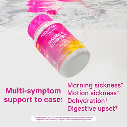 Pink Stork Vitamin B6, Ginger, Electrolyte Capsule - Natural Digestive Support with Peppermint, Potassium, Magnesium - Gentle on The Stomach - Pregnancy, + Motion Sickness Must Haves - 60ct